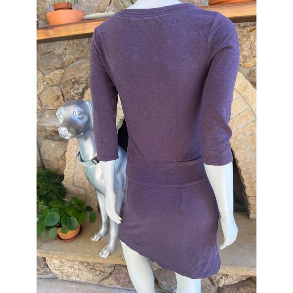 Horny Toad Nixi 3/4 Sleeve Purple Tencel Cotton Dress with Zipped Pockets Size S - Picture 4 of 9